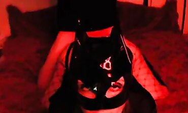 Eva Latex: Rough POV Blowjob & Deepthroat with Masked Catwoman