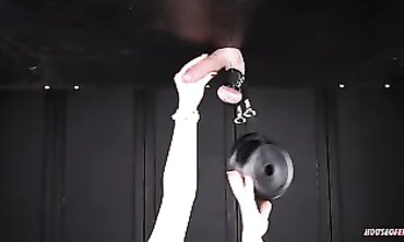 Female Dominatrix Jerks Off Her Man's Ball Sack - She Makes Him Scream