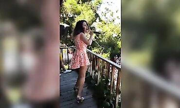 Hande Unsal in a Sexy Mini Dress