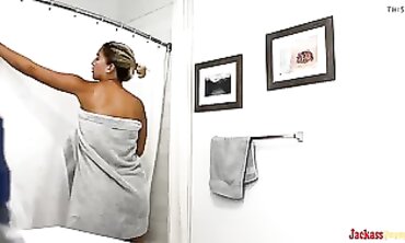 Sneaking Peeks: Cute Blonde Roommate's Nude Bathroom Routine