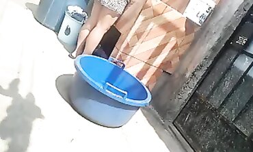 Latina MILF with Big Ass in Short Briefs Captured by Hidden Shower Cam