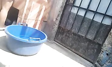 Latina MILF with Big Ass in Short Briefs Captured by Hidden Shower Cam