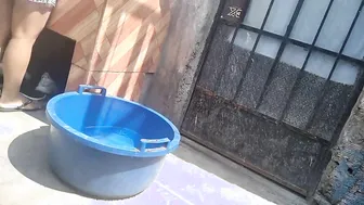 Latina MILF with Big Ass in Short Briefs Captured by Hidden Shower Cam