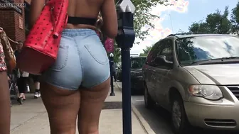 Ebony Thighs and Cheeks in Tight Cutoffs