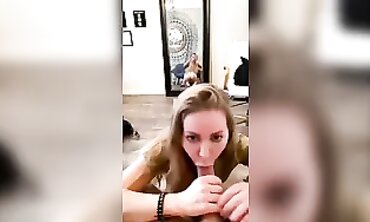 POV Blowjob: Milky Blonde Slut Takes Deep Throat
