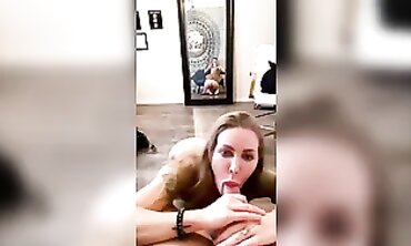 POV Blowjob: Milky Blonde Slut Takes Deep Throat