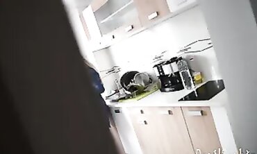Teen Kitchen Intruder #1 - Stepmom's Daughter Catches Stepdad Peeking
