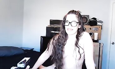Brunette With Glasses Loves Choking Herself