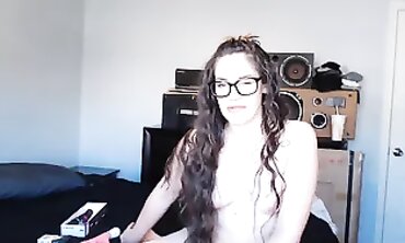 Brunette With Glasses Loves Choking Herself