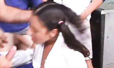 Latina Student Takes Three Dicks in Hardcore Gangbang