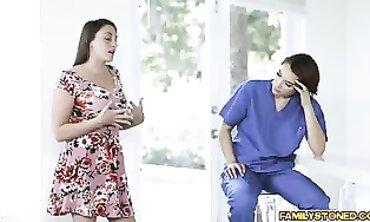 Nurse Natalie Porkman Takes a Deepthroat from Her Stepbrother