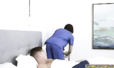 Nurse Natalie Porkman Takes a Deepthroat from Her Stepbrother