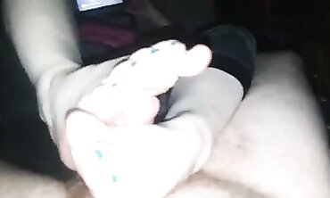POV Birthday Toejob With A Huge Cumshot