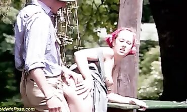Farmers Daughters First Ever Anal Experience" or "Anal Virgin Farmgirl Rides Farmer's Dick in Cowboy Hat
