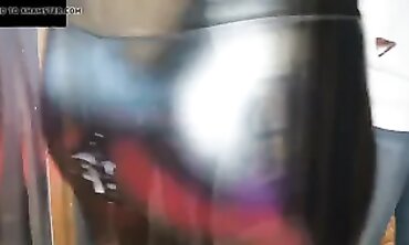 POV MILF in Leather Pants Gets Cum on Her Ass