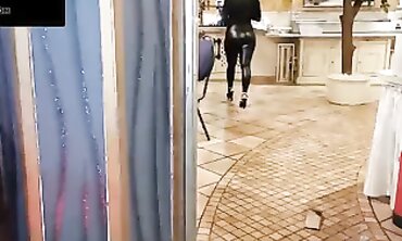 POV MILF in Leather Pants Gets Cum on Her Ass