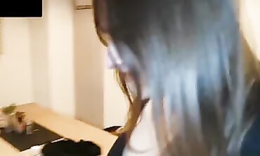 POV MILF in Leather Pants Gets Cum on Her Ass