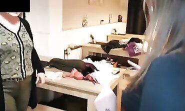 POV MILF in Leather Pants Gets Cum on Her Ass