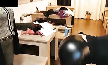POV MILF in Leather Pants Gets Cum on Her Ass