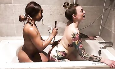 British Brunettes Ava Austen and Lola Marie Enjoy a Sensual Hotel Bath