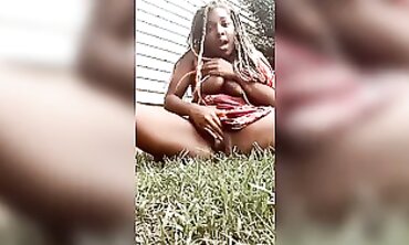 Ebony Stone Almost Caught Squirting Next Door