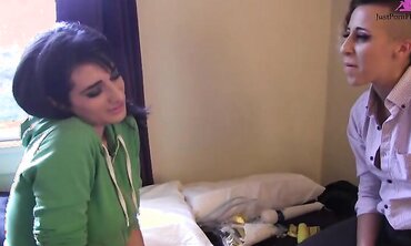 Lesbian Roommates Arabelle Raphael And Andre Shakti Play With Strapons