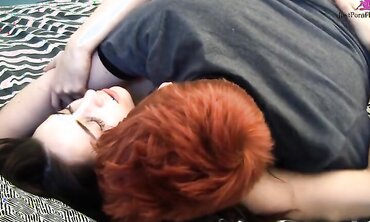 Ginger Butch Georgia Jones Fingers And Fucks Lily Cade With Thick Strap-On