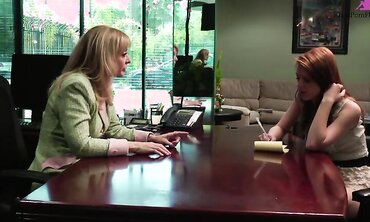 Nina Hartley And Pepper Kester Have Hot Lesbian Office Sex.