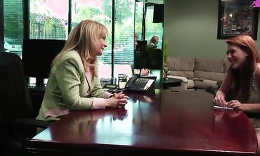 Nina Hartley And Pepper Kester Have Hot Lesbian Office Sex.