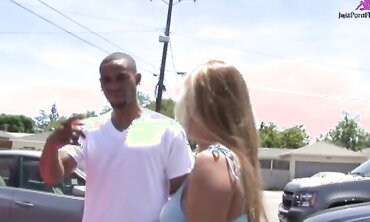 Black Man Picks up Blonde and Gives Her Cock