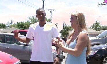 Black Man Picks up Blonde and Gives Her Cock