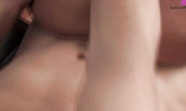 Young sex pot sucks and fucks dude on the couch.  Cum shot on tits.