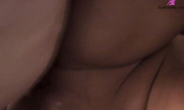 Smokin hot brunette does dude on leather couch.  Cum shot on ass.