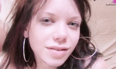 Dudes cruise the mall parking lot and convince naughty little slut into threesome for money.  Massive facial and tit shot...but no cash.