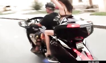 Lady Biker Chicks - Hot Blonde Rides A Motorbike And Shows Off Her Body