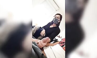 French MILF Gives Handjob in Dentist's Waiting Room