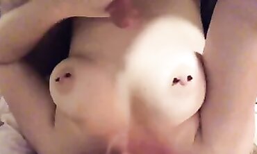 POV: Blonde Amateur Daughter Covers Dad's Chest in Cum
