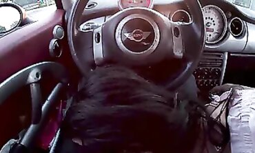 POV Threesome Sex in a Moving Car Driving Through the City