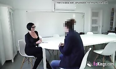 Fine Brunette Schoolteacher Gives Teen Dudes a Hardcore Lesson