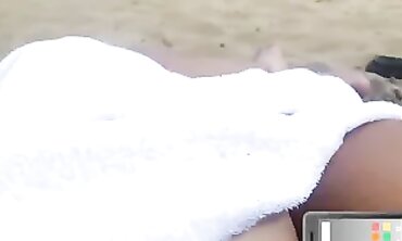 Hot Blonde Babe Pegs Her Boyfriend's Ass on Public Beach - POV