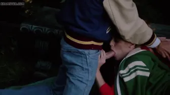 Cheerleader Swallows Deep Throat Load