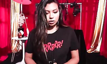 Dark-Haired Latina Squirts During Solo Webcam Orgasm