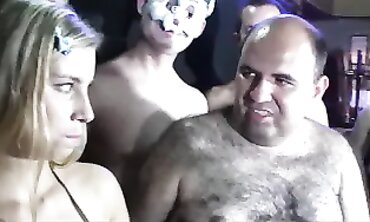 Supah Sexy Blonde Babe Gets Mass Bukkake Creampie