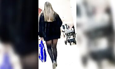 Nice Legs in a Mini-Skirt and Stockings