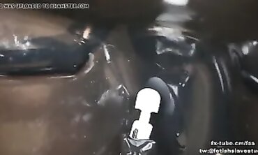Japanese Fem Dom Cage Uses Vinyl Vacuum on Submissive