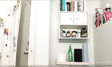 Furry Brunette Stepsister Caught Peeing in the Shower
