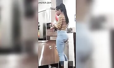 Black Babe Shows Off Big Booty in Tight Denim Jeans