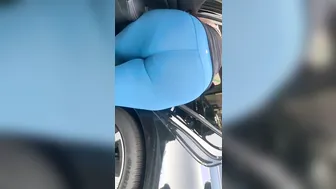 Italian MILF with Huge Ass in Blue Pants at Car Wash