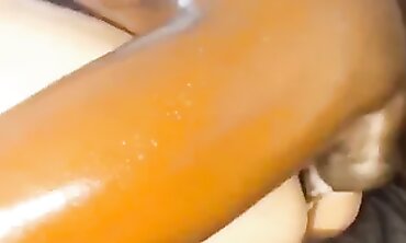 Ebony Trans Star with Huge Tits and Ass Takes Big Interracial Cock
