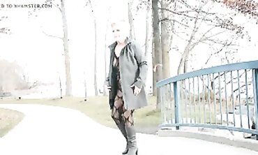 Mature Flasher Shows Off Lace Bodysuit On Boardwalk